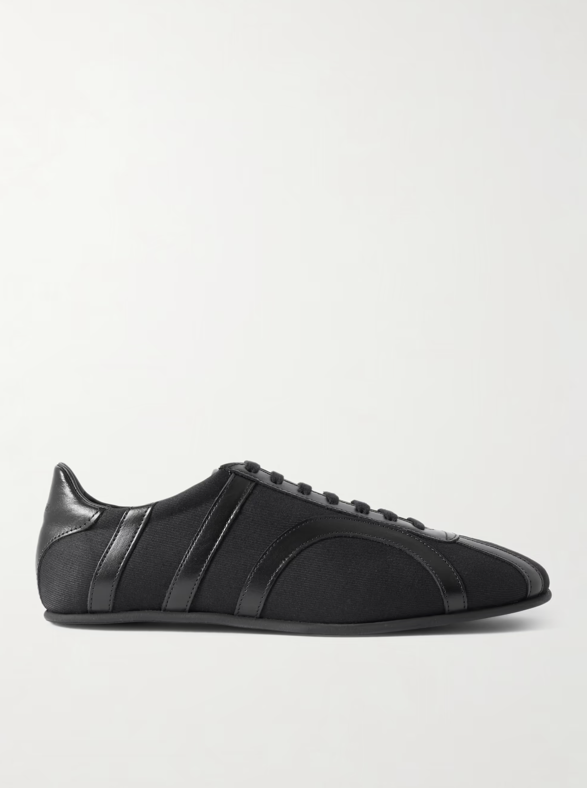 Leather-trimmed cotton-canvas sneakers