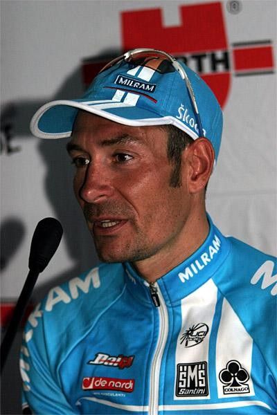 Erik Zabel talks at the post-race press conference