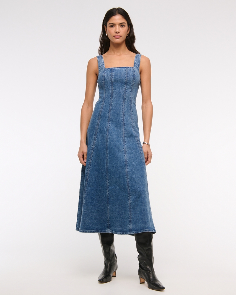 The A&f Mila Denim Midi Dress