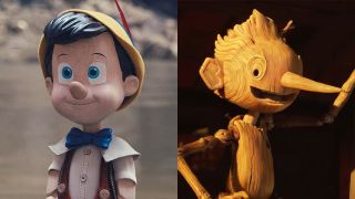 Pinocchio on the left, del Toro's Pinocchio on the right