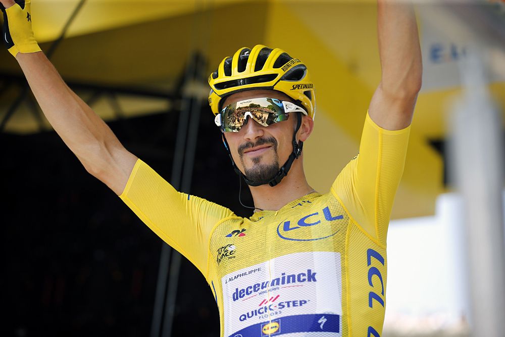 Julian Alaphilippe (Deceuninck-QuickStep) in the yellow jersey at the Tour de France