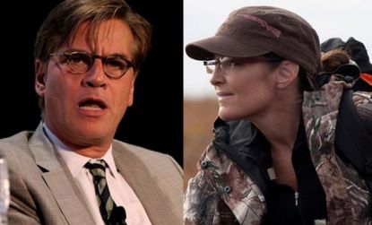 In a full-throttle assault published in The Huffington Post, Aaron Sorkin calls Sarah Palin a "phony pioneer girl."
