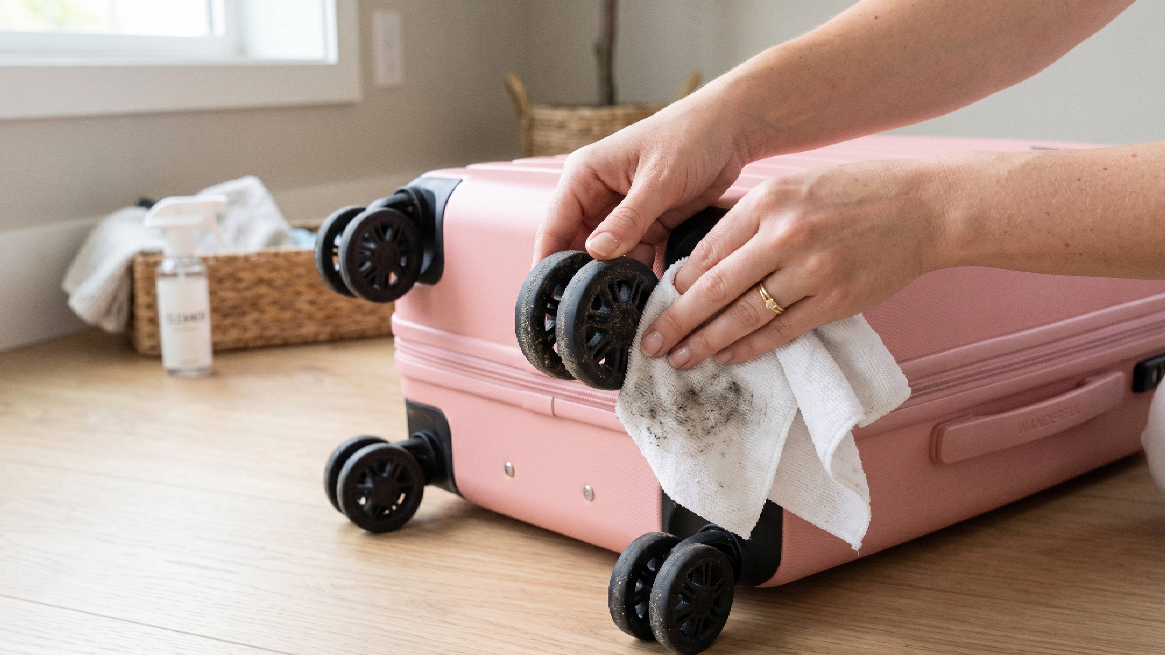 Cleaning suitcase wheels