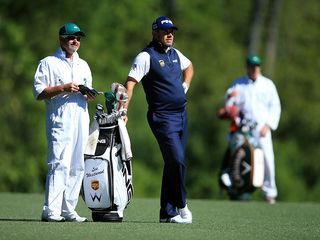 Lee Westwood with caddie Billy Foster at Augusta National
