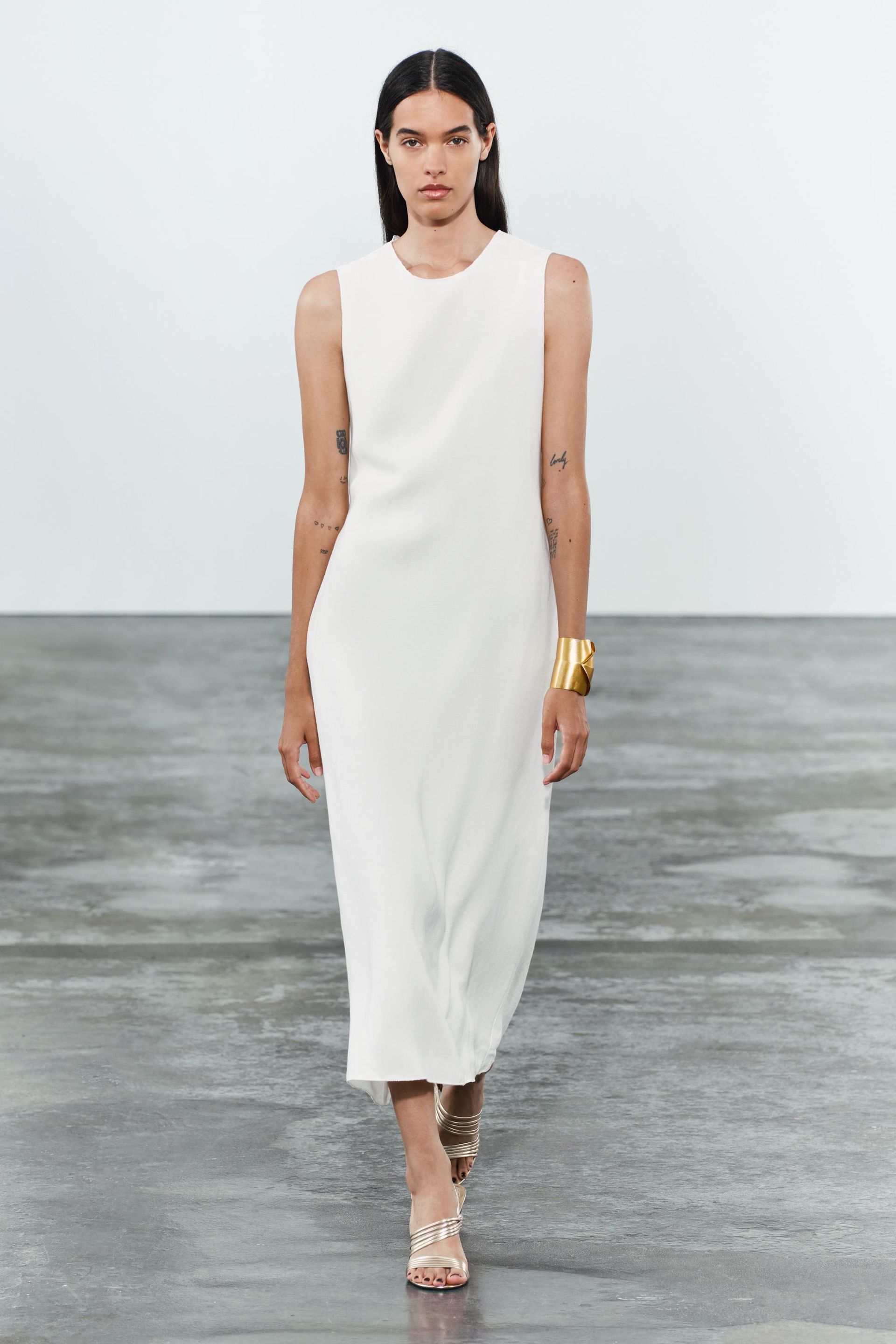 Zw Collection Linen Blend Midi Dress