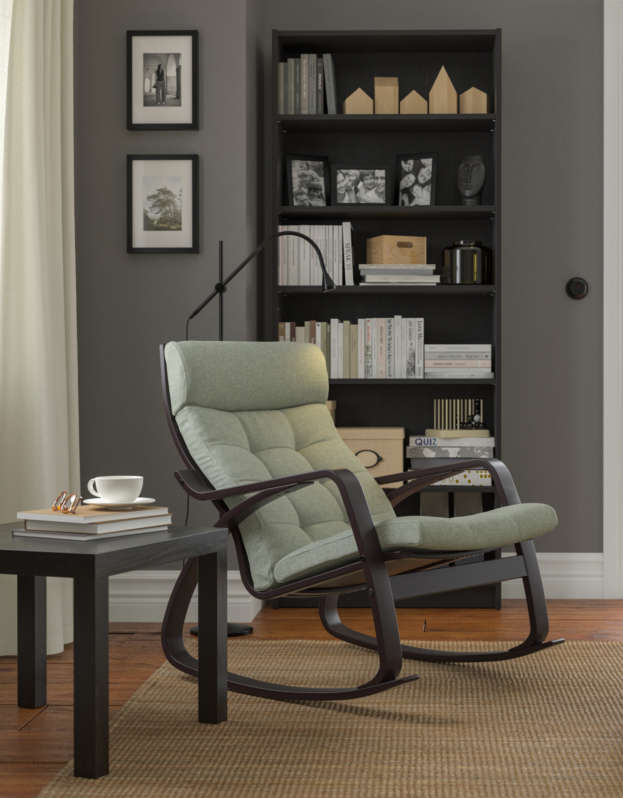 Ikea poang rocking chair in a living room