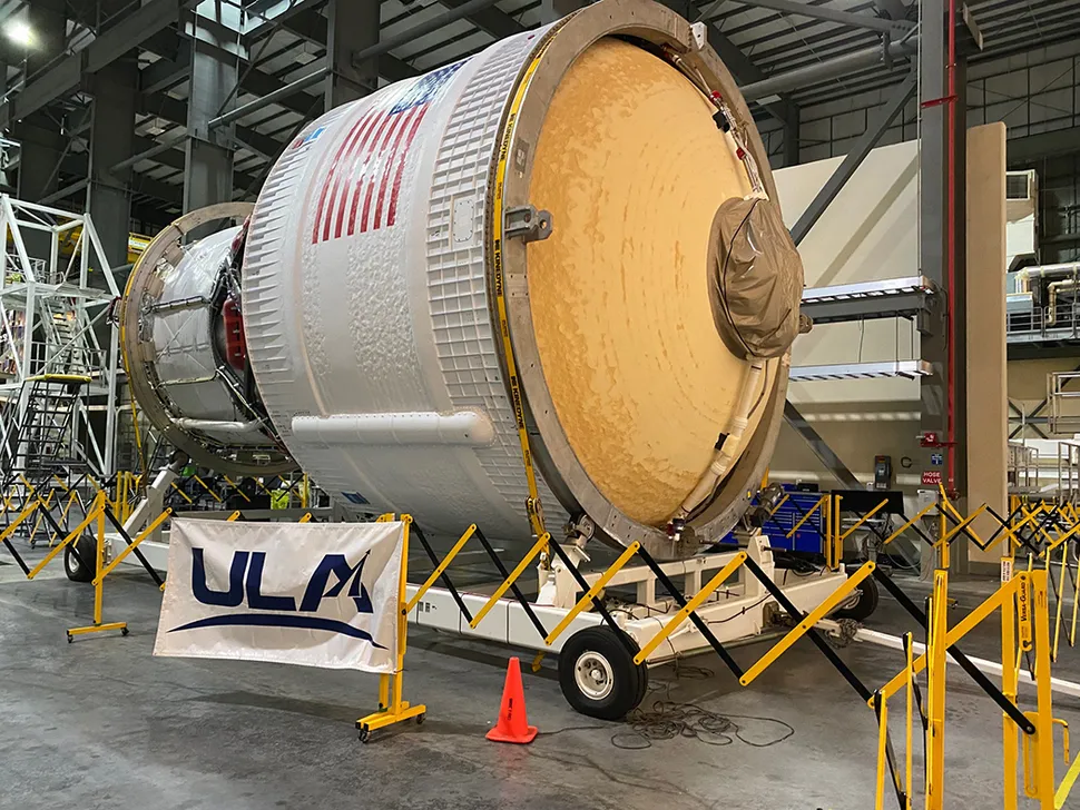 The Interim Cryogenic Propulsion Stage (ICPS) for NASA's Artemis 2 mission arrived at the Space Coast on July 28, 2021. It is undergoing final preparations at prime contractors Boeing and United Launch Alliance's facilities and will soon be delivered to nearby Kennedy Space Center. (Image credit: NASA)