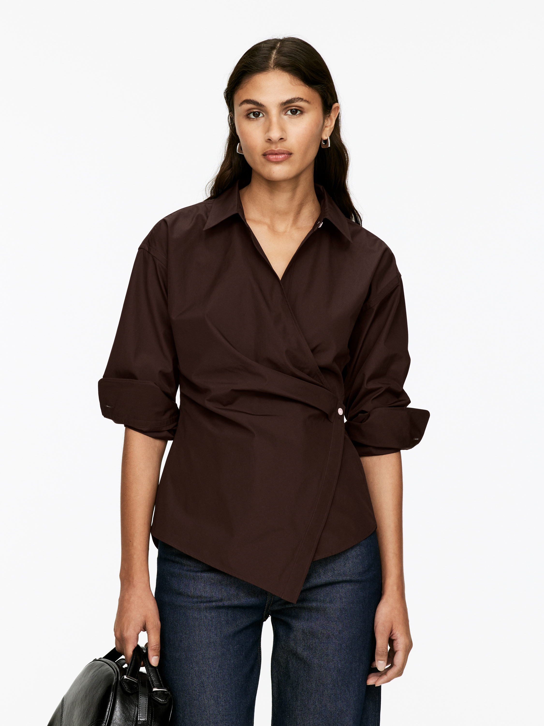 Wrap Shirt &amp;ndash; Brown &amp;ndash; Women &amp;ndash; Arket Gb