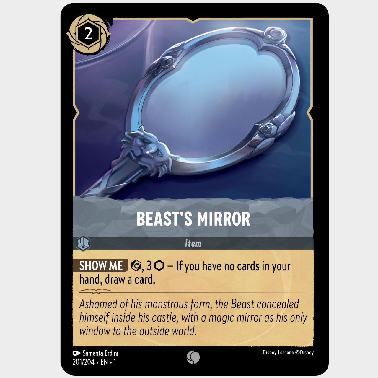 Disney Lorcana cards on a plain background