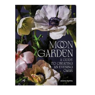 moon garden book cover with light pink, yellow and purple flowers