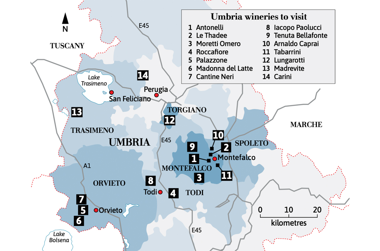 Map of Umbria region