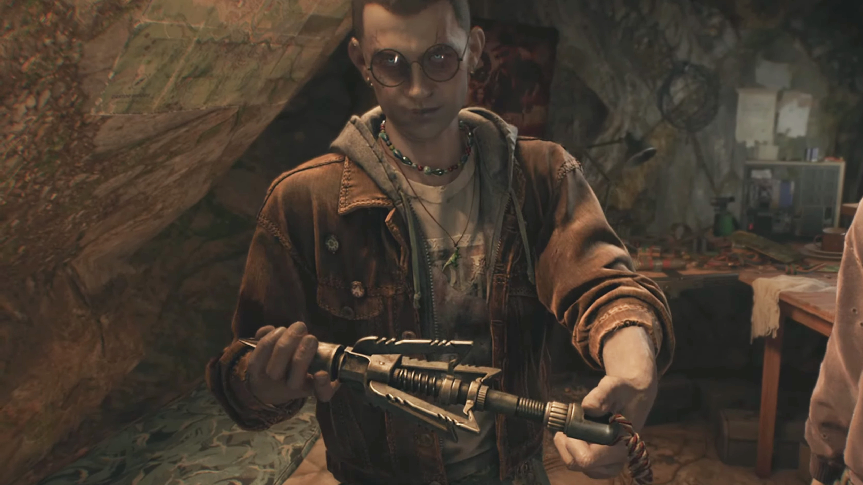 Sven holding a grappling hook