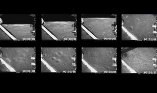 The surface of the moon's far side gets closer and closer in this sequence of descent images captured by China's Chang'e 4 spacecraft on Jan. 2, 2019.