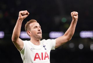 Harry Kane celebrates scoring against Brighton in the FA Cup