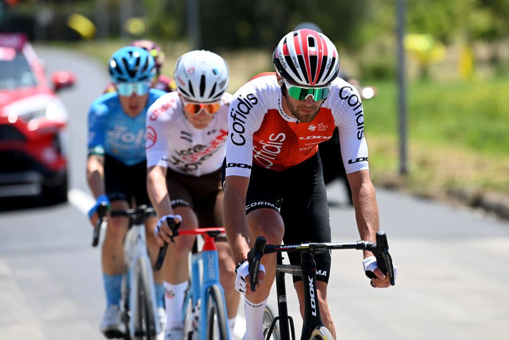 SAN SALVO ITALY MAY 07 Thomas Champion of France and Team Cofidis competes in the breakaway during the 106th Giro dItalia 2023 Stage 2 a 202km stage from Teramo to San Salvo UCIWT on May 07 2023 in San Salvo Italy Photo by Tim de WaeleGetty Images