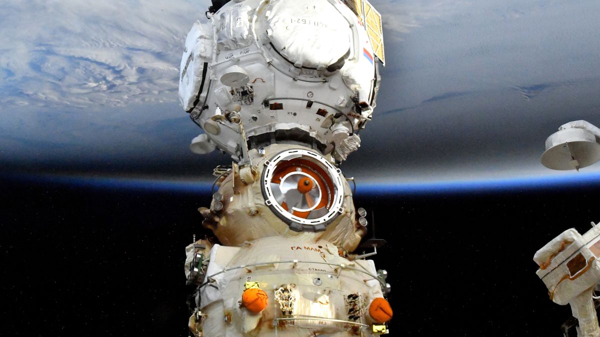 A view of Earth during the 2021 solar eclipse from the International Space Station.