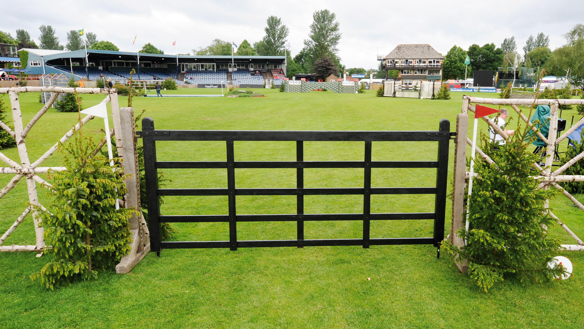Black gate fence on Hickstead Derby course