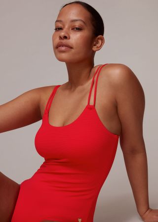 Double Strap Textured Swimsuit