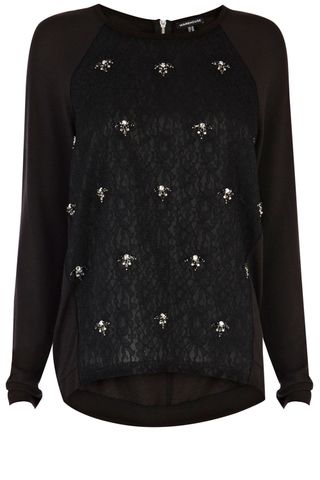 Warehouse Embellished Lace Front Sweater, £45