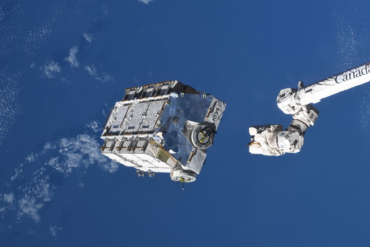 Space station throws 2.9 tons of junk overboard.  It will stay in a lane for years.