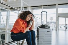 Woman waiting tired at the airport