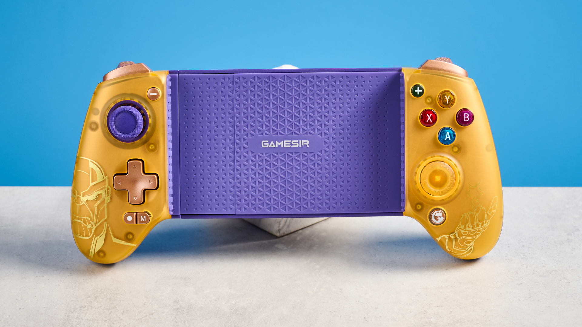 A golden GameSir G8 Plus phone gaming controller