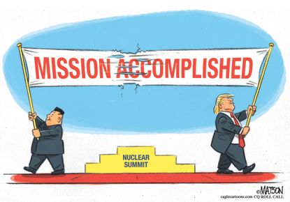 Political cartoon U.S. Kim Jong Un Trump Singapore summit nuclear