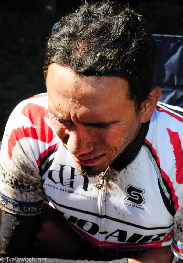 Manuel Prado (Sho-Air Specialized) was in pain at the finish due to frozen hands.
