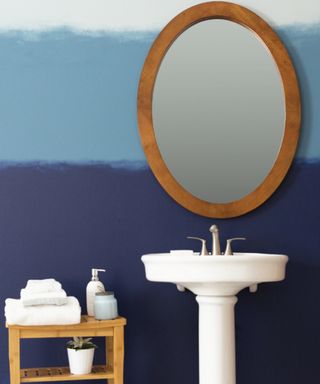 Blue three color ombre wall by Behr