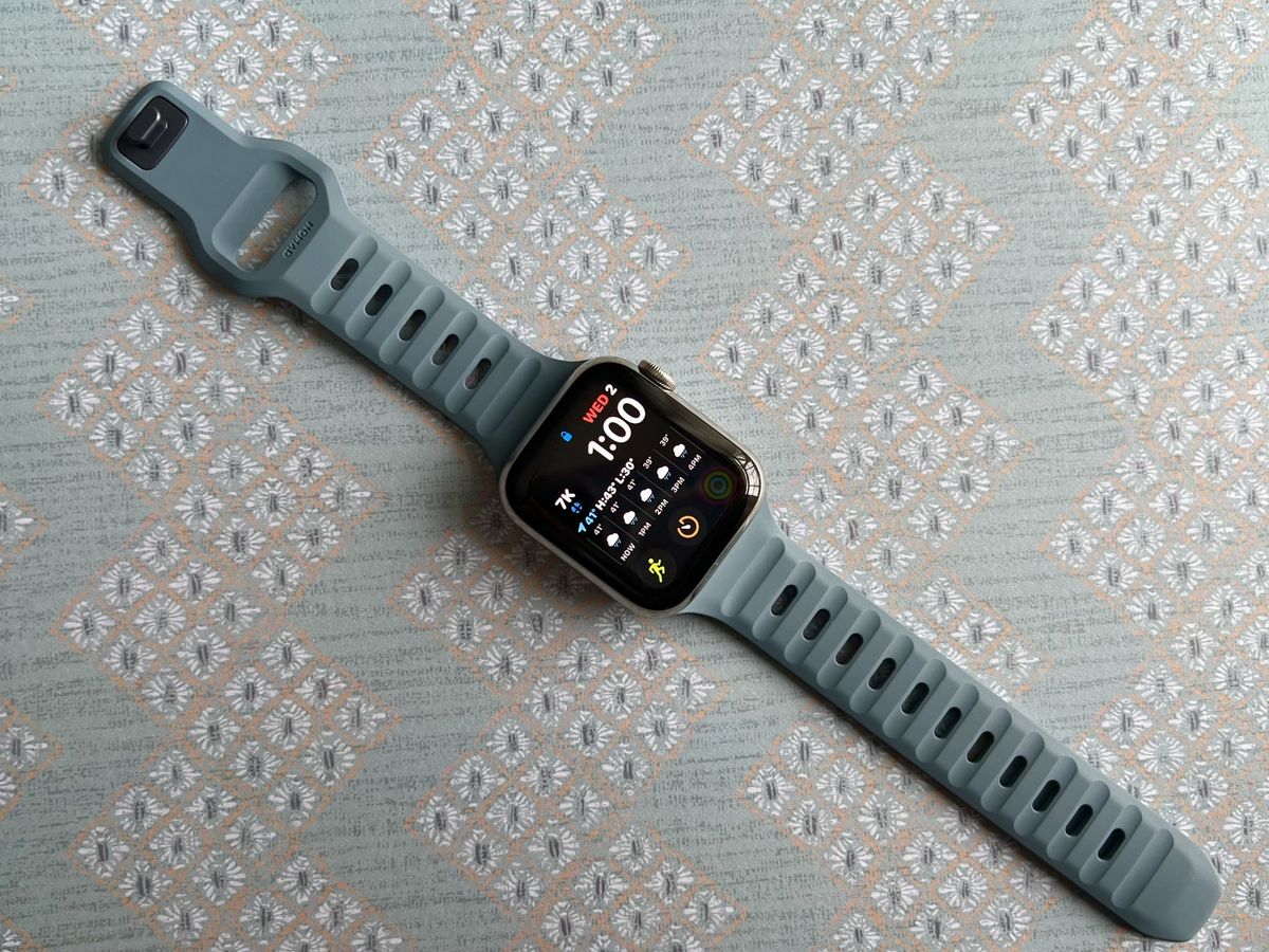 Nomad Sport Band For Apple Watch Marine Blue Lifestyle Flat Lay
