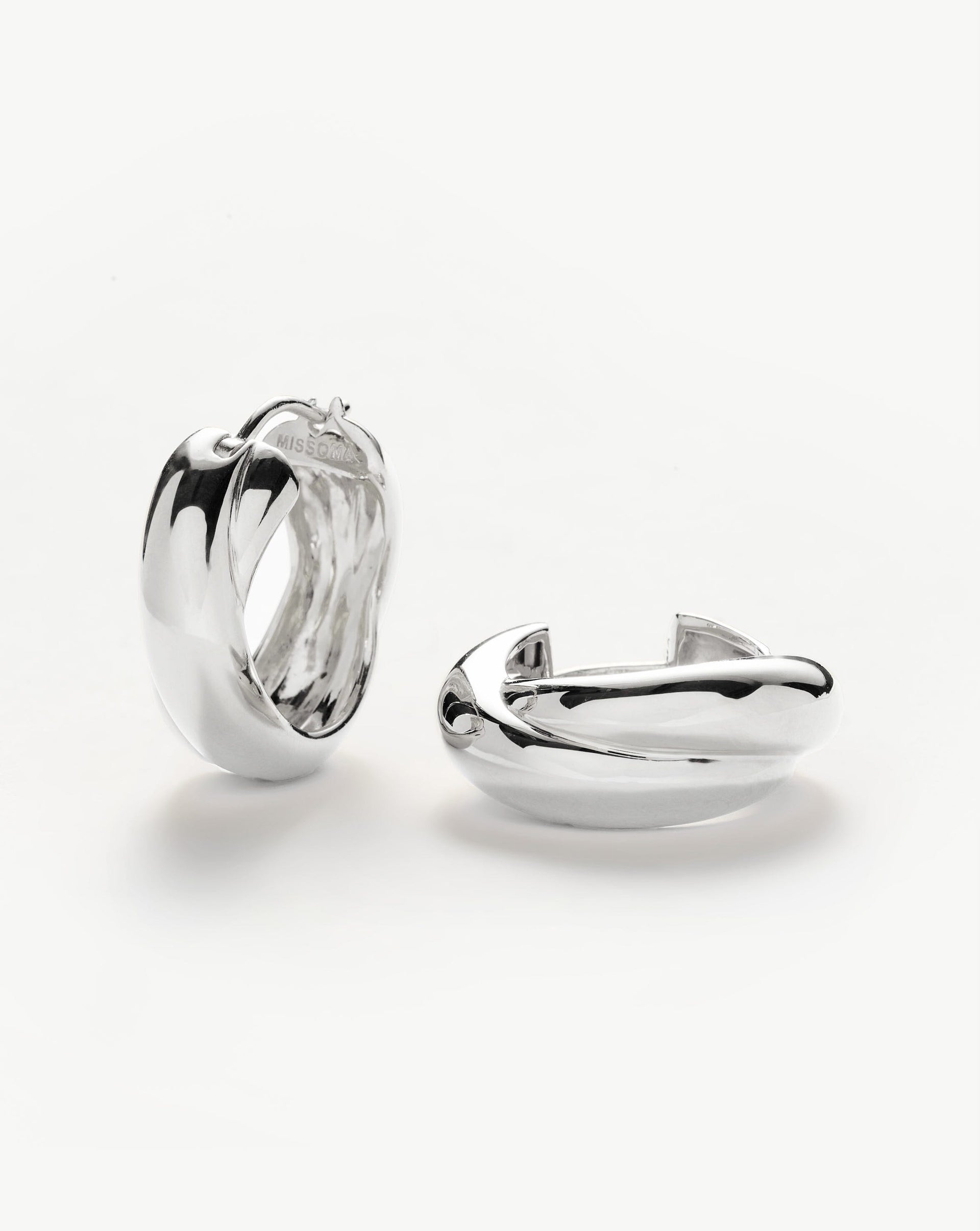 Lucy Williams Chunky Medium Entwine Hoop Earrings | Silver Plated - Silver Plated