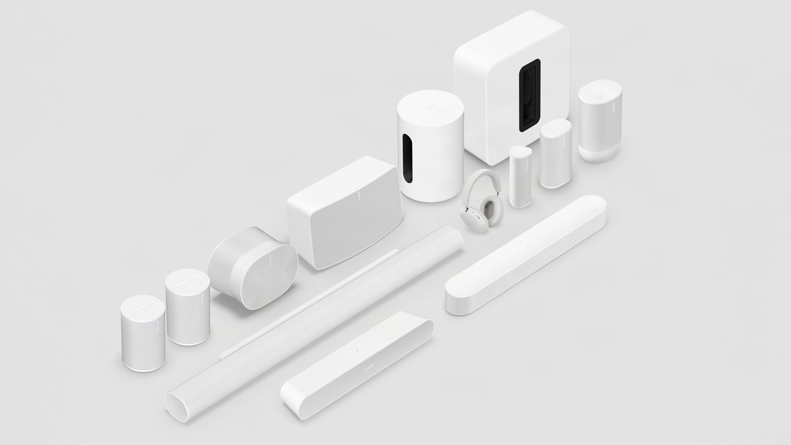Sonos speaker and soundbar lineup in white