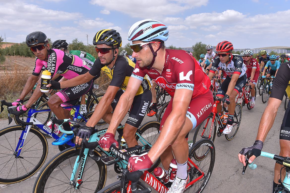Marco Haller and Juan Jose Lobato on stage 14 of the Vuelta a Espa&ntilde;a