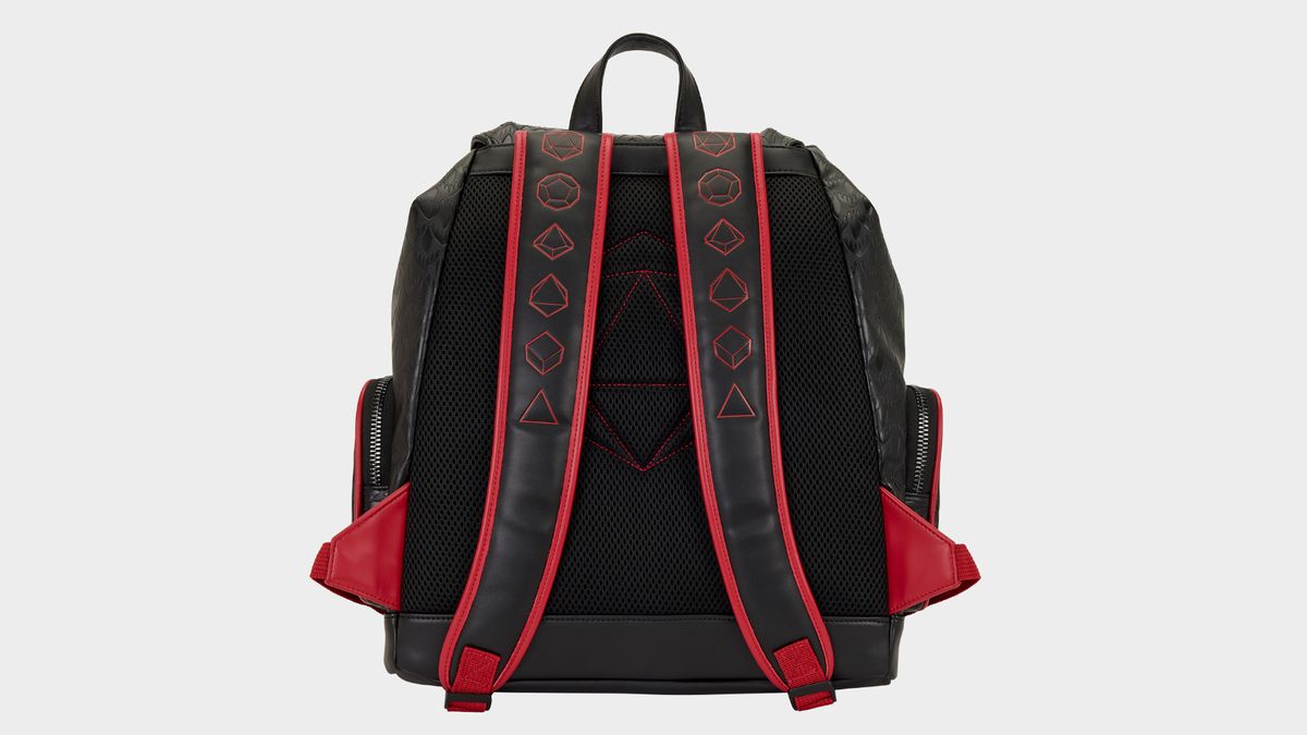 Loungefly D&amp;D backpack rear on a plain background