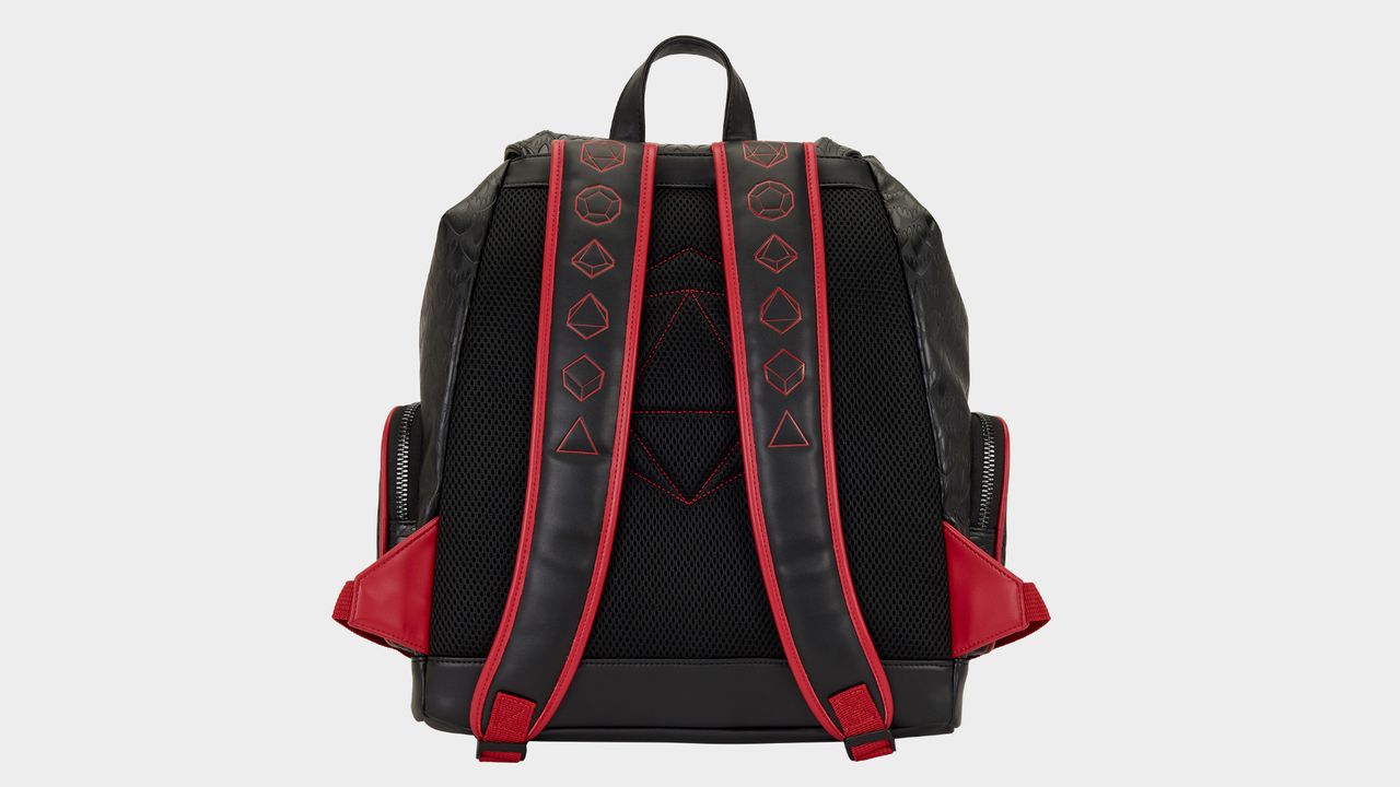 Loungefly D&amp;D backpack rear on a plain background