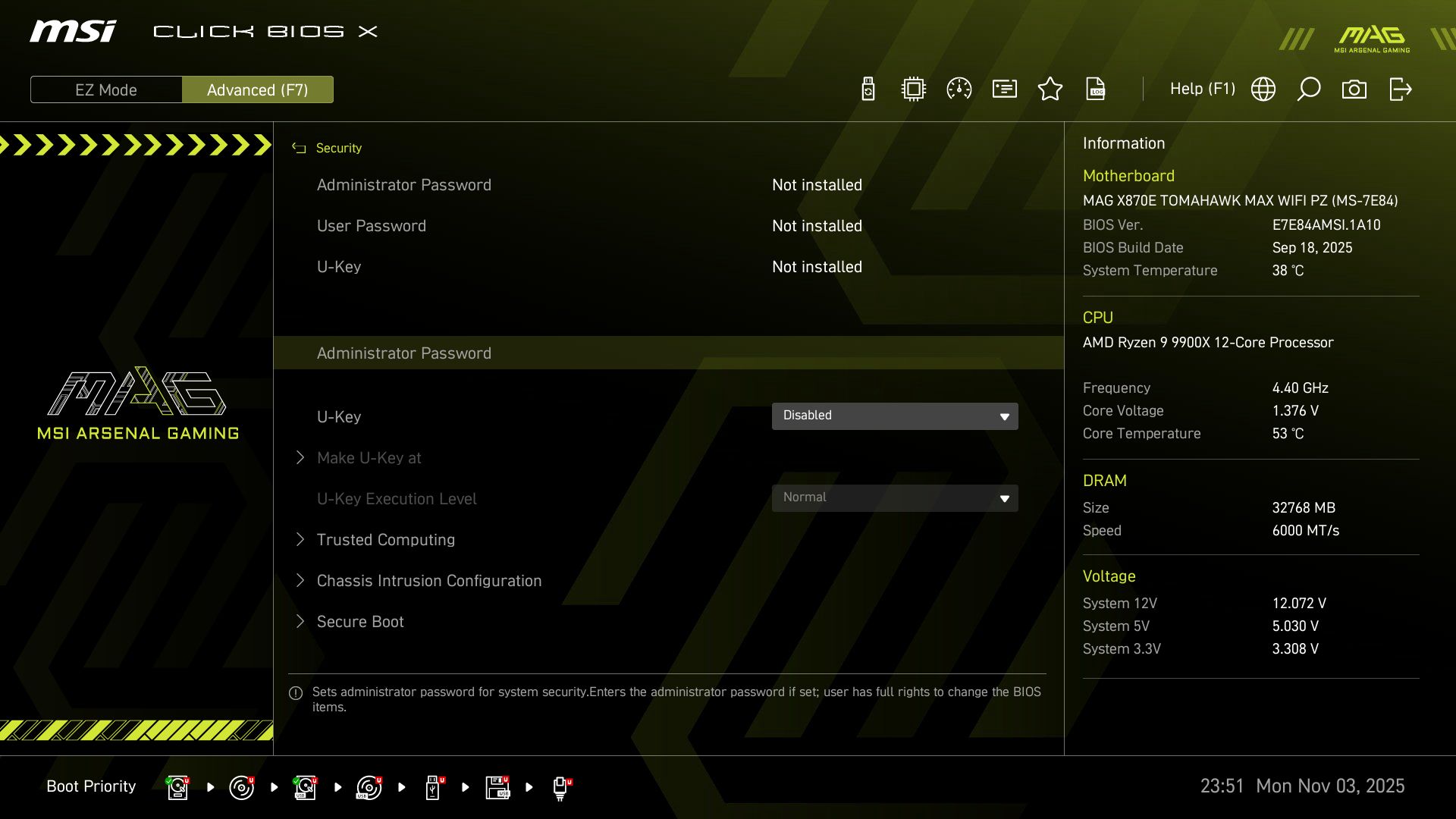 MSI X870E Tomahawk MAX Wifi PZ BIOS