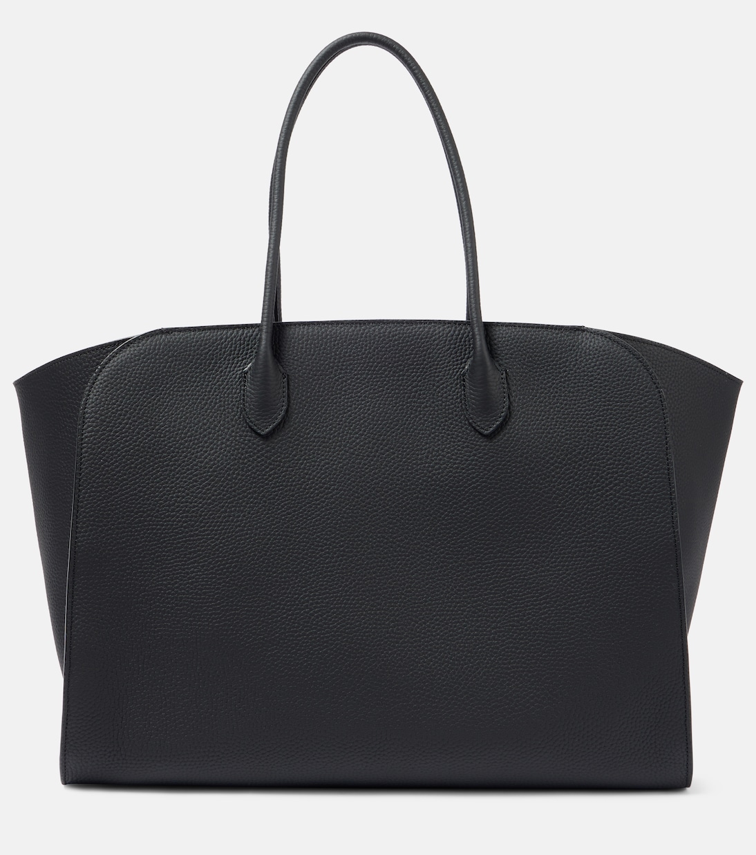 Marlo Large Leather Tote Bag in Black - the Row
