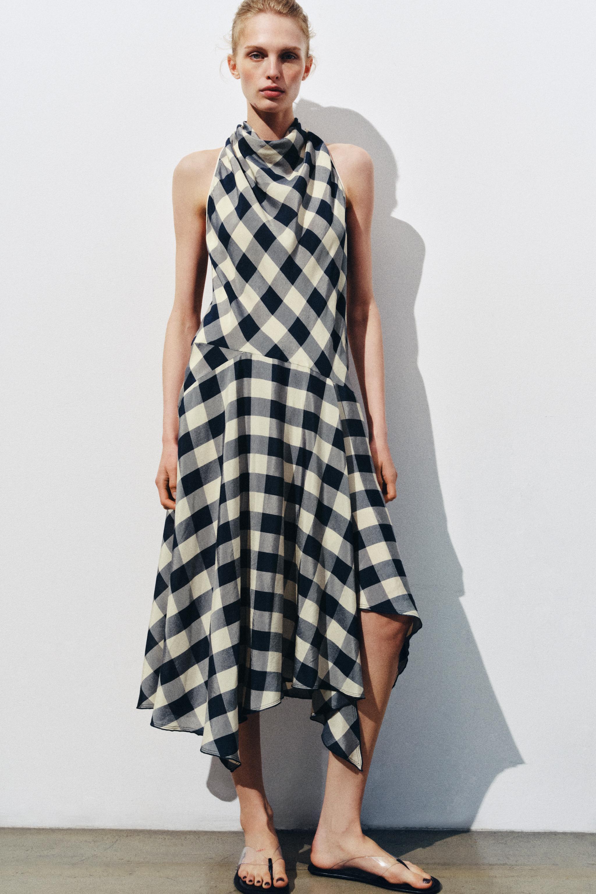Plaid Halter Dress Zw Collection