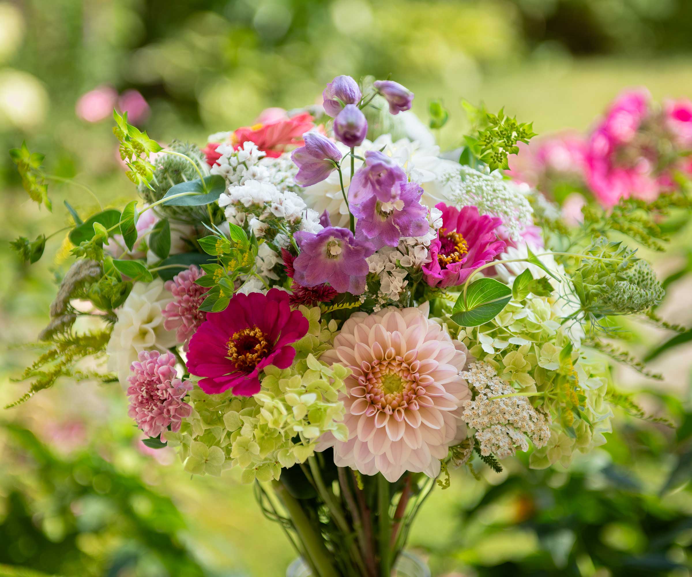 bunch of cut summer flowers