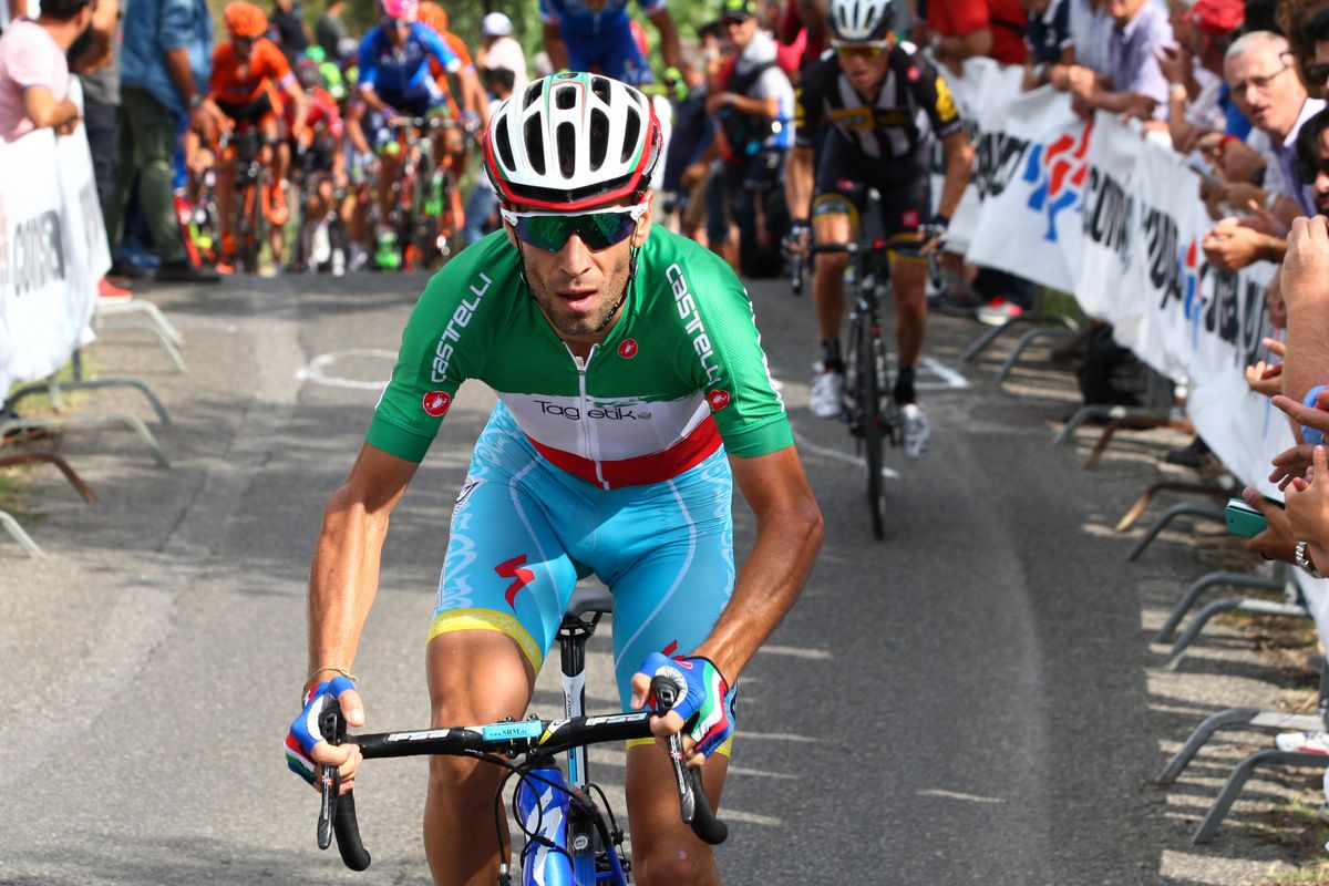 Vincenzo Nibali racing for the Italian national team