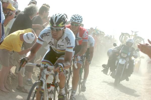 Cadel Evans (BMC Racing Team) knew he could only lose time on today's stage, so was pleased to stay with the leaders and come out as the top general classification rider on the overall.
