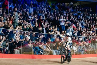 Great Britain's Emma Finucane at the 2024 UCI Track Champions League