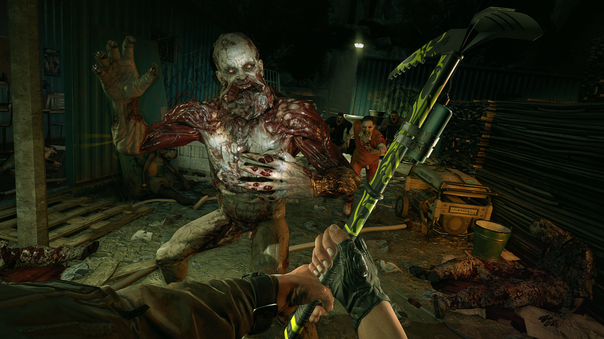 An official screenshot of a brutal melee fight against infected in Dying Light.