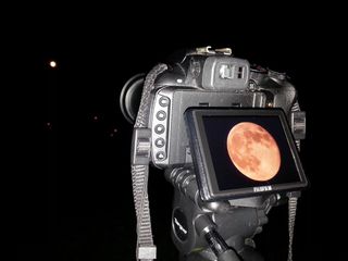 Supermoon in a Camera Viewscreen