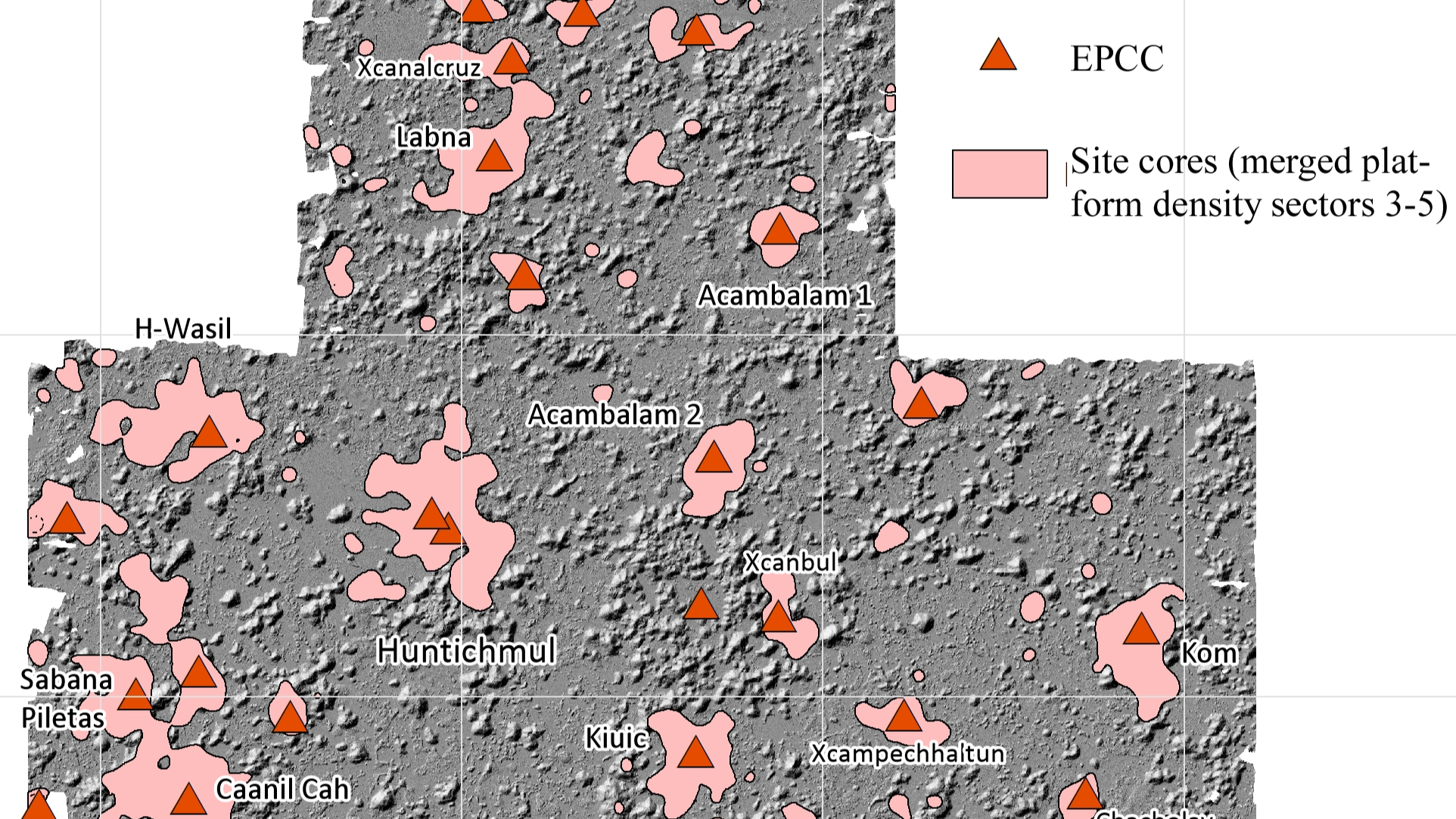 A lidar image of the Puuc Maya region.