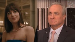 Side by side of Dakota Johnson and Lorne Michaels.