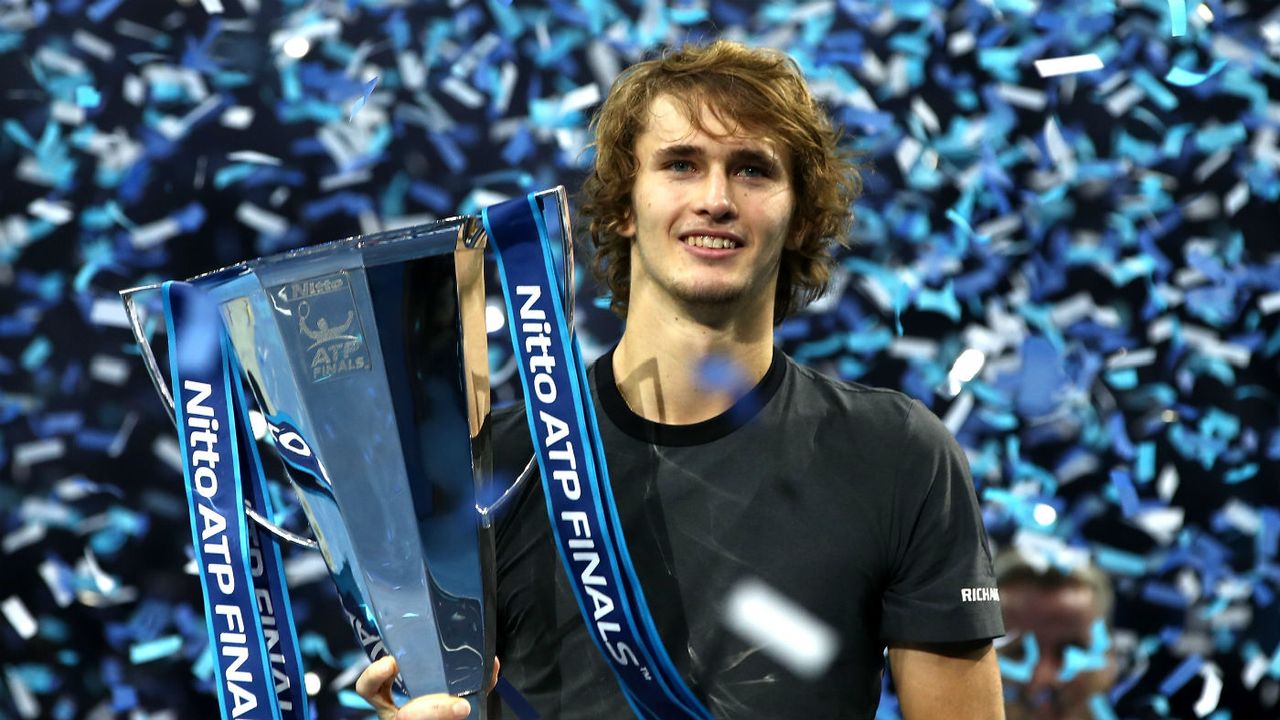 Alexander Zverev celebrates his victory in the ATP Finals in London 