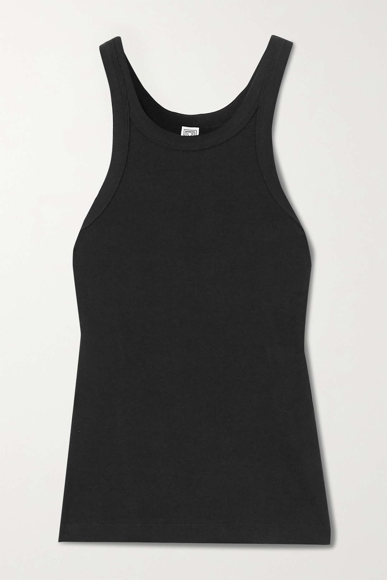 + Net Sustain Curved Ribbed Stretch Organic Cotton-Jersey Tank