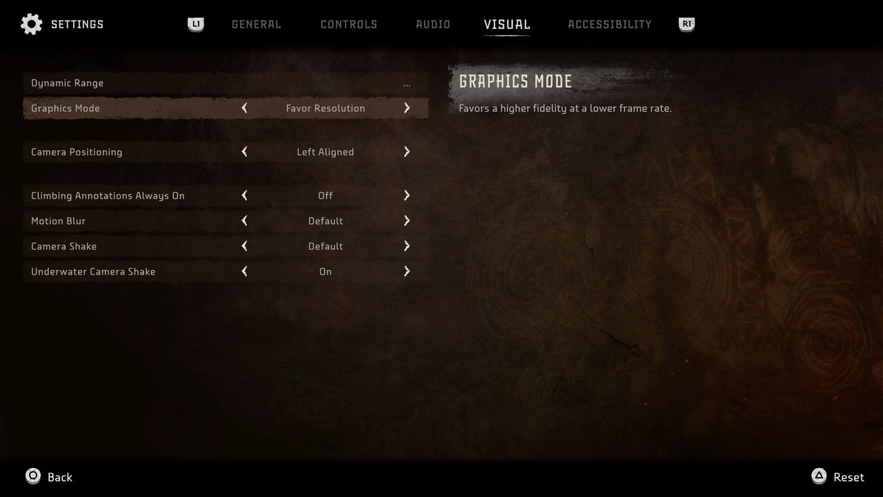 Graphics Mode in Horizon Forbidden West