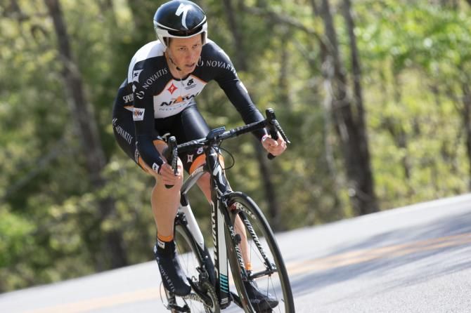 Alison Powers, a close second in the time trial, just six seconds back, was the fastest for the NOW/Novartis team.